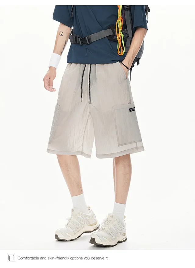 Men's Loose Straight Ice Silk Shorts Detail