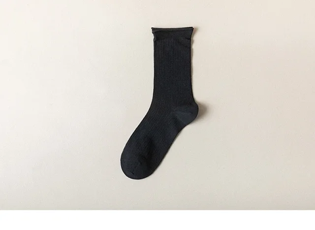 Summer Women's Mid-Calf Breathable Combed Cotton Solid College Style Ins Mesh Heap Socks Detail