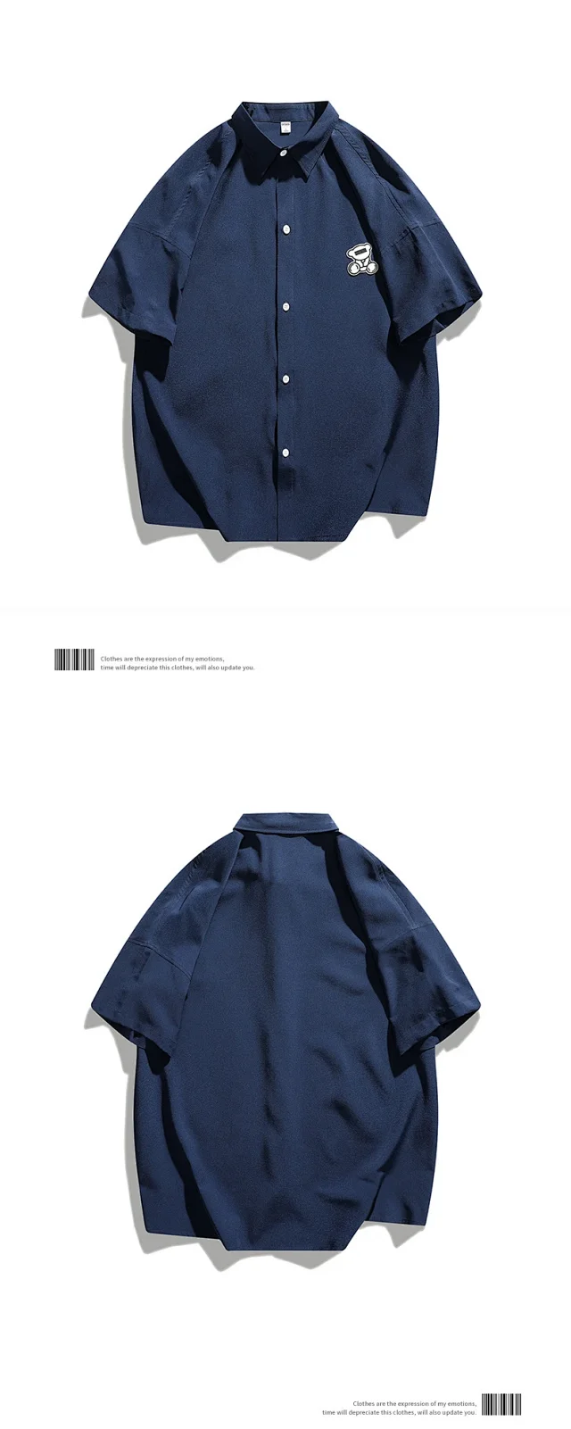 Men's Summer Ice Silk Shirt (Casual, Slim Fit, 5/8 Sleeve) Detail