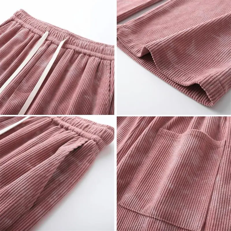 Pink Autumn Retro Wide-Leg Trousers