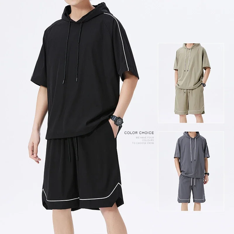 Summer Men's Hoodie & Shorts Set