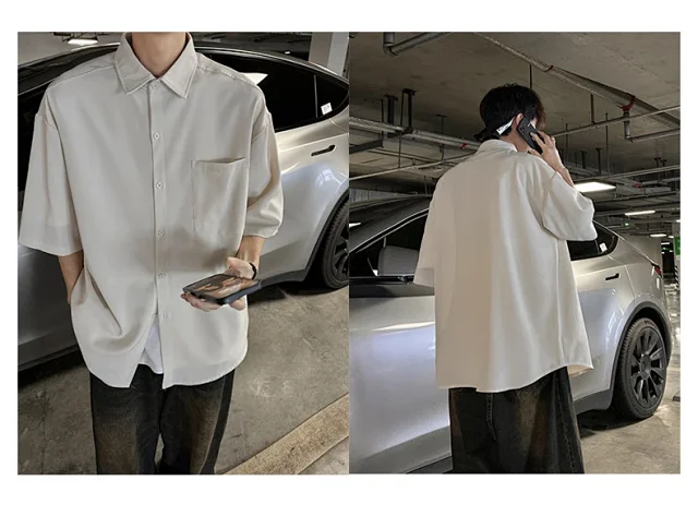 New Solid Ice Silk Shirt Coat Detail