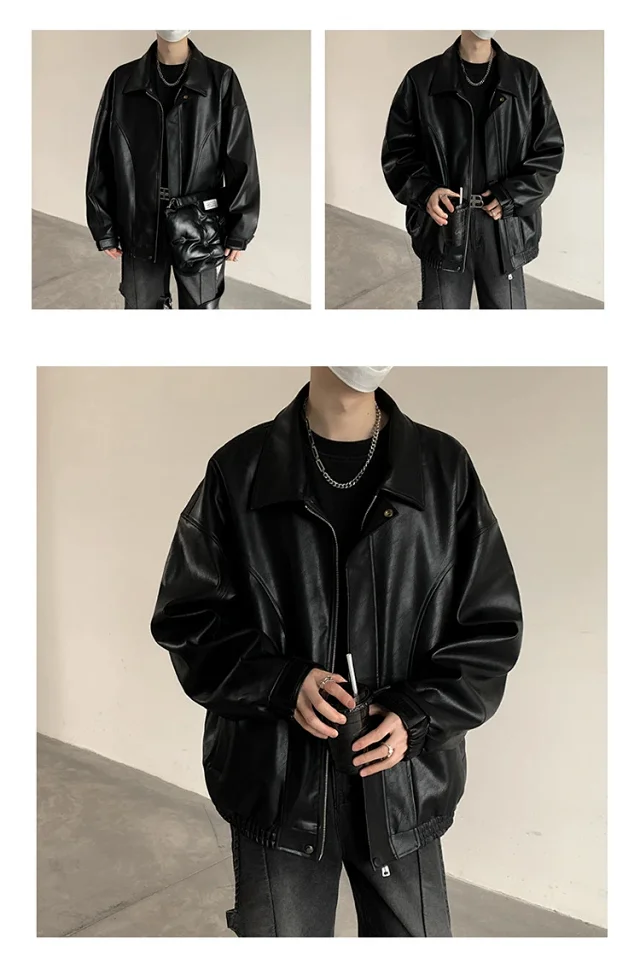 2025 Spring/Fall Men's PU Leather Jacket Detail