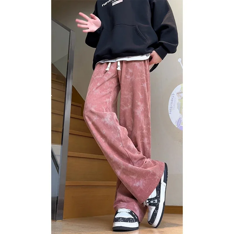 Pink Autumn Retro Wide-Leg Trousers