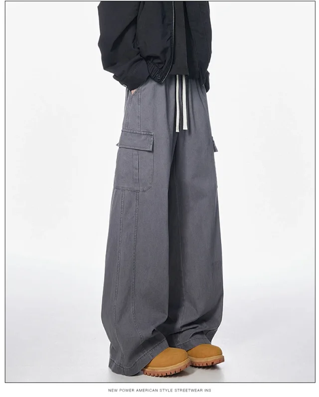 Unisex Vintage Cotton Cargo Pants Detail