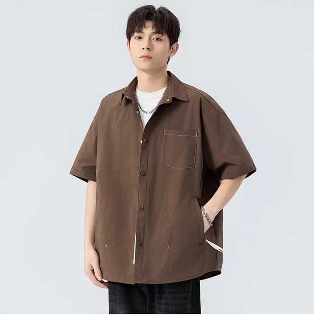 Men's Summer Short-sleeve Hong Kong-style Shirt Detail