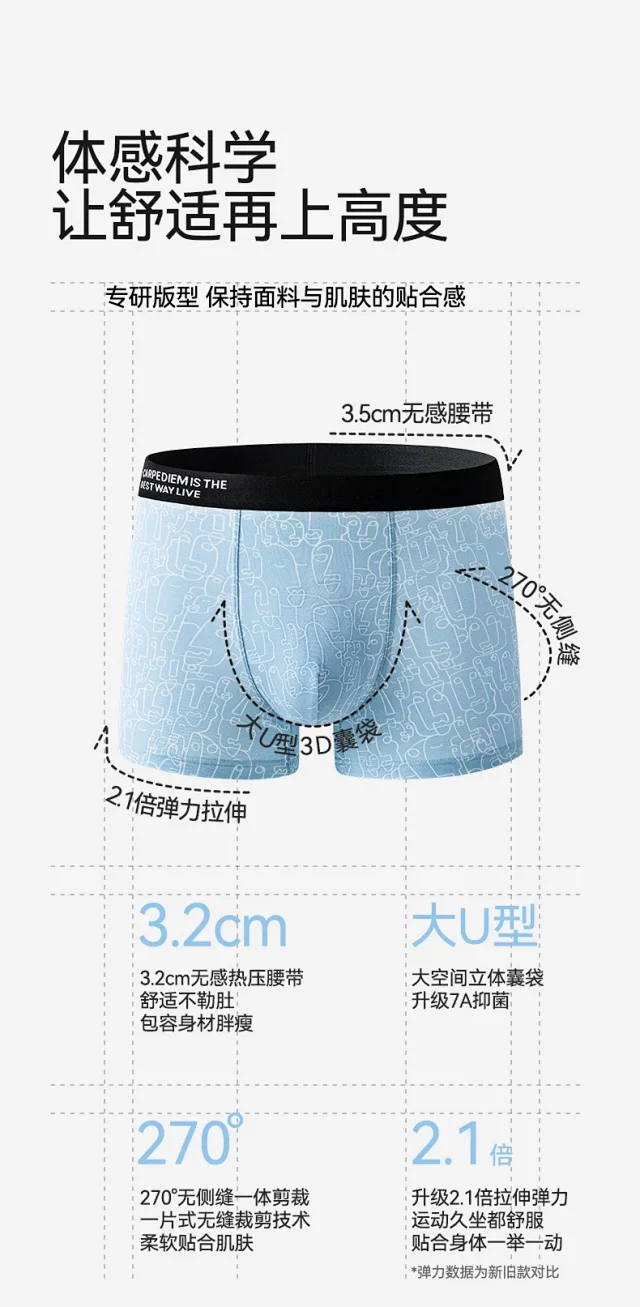 Men's Summer Breathable Cotton Boxer Briefs Detail