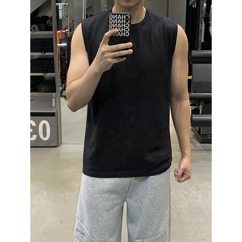 Hong Kong Style Men's Cotton White Tank Top