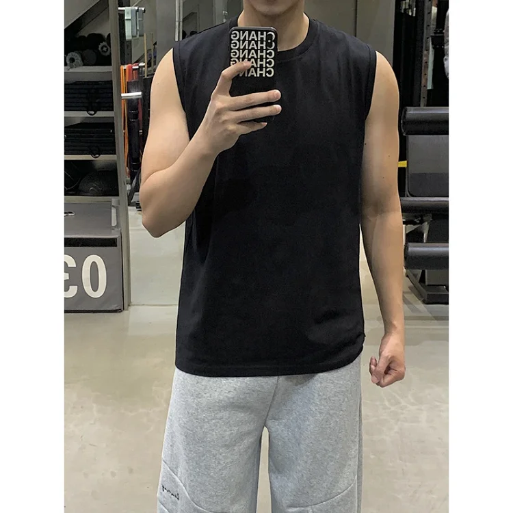 Hong Kong Style Men's Cotton White Tank Top