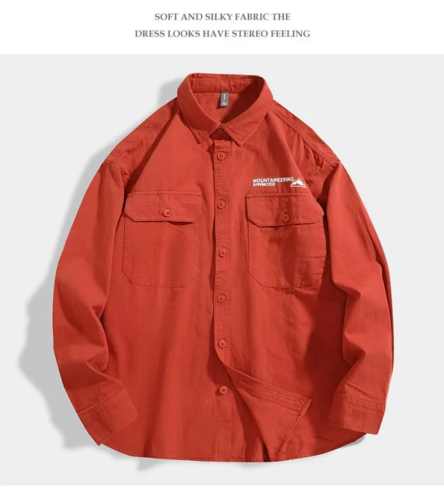 Men's Spring/Fall New Cotton Long-sleeve Shirt & Denim Work Jacket Detail