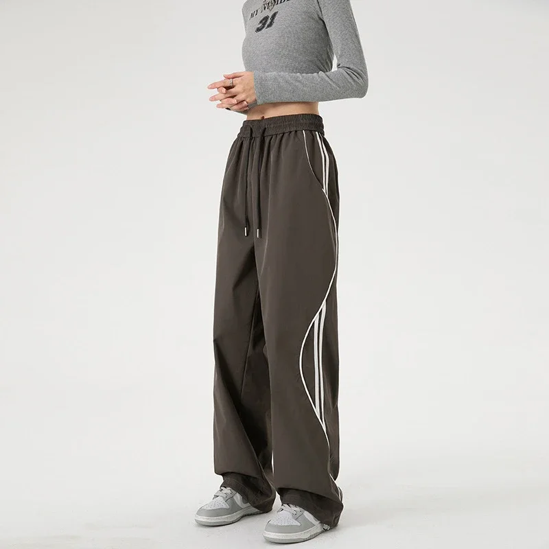 American Stripe Wide-Leg Sport Pants 2025 Summer