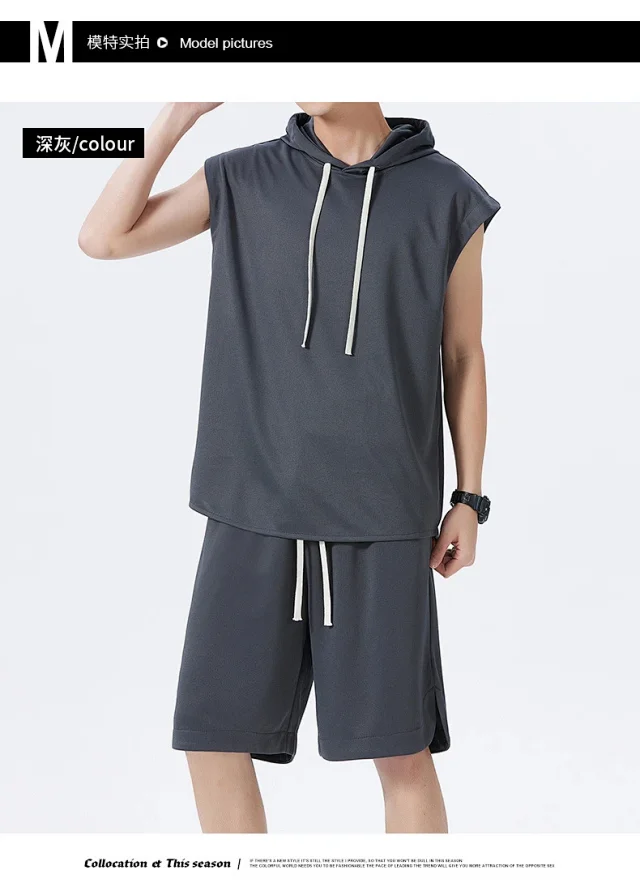Men's Summer Ice Silk Sportswear Set Detail