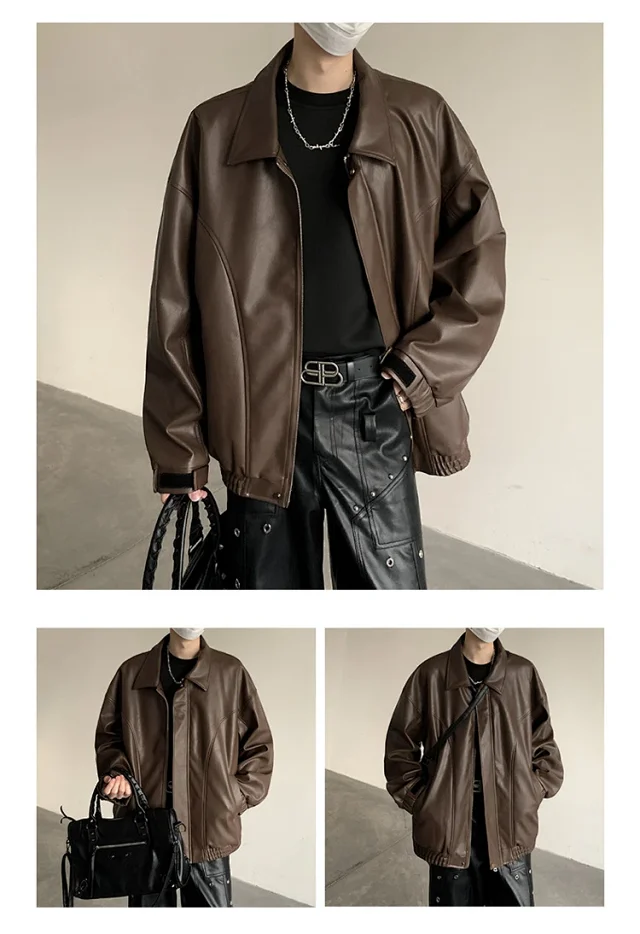 2025 Spring/Fall Men's PU Leather Jacket Detail