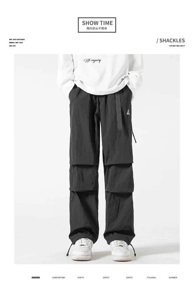 Autumn Men's Parachute Cargo Pants Detail