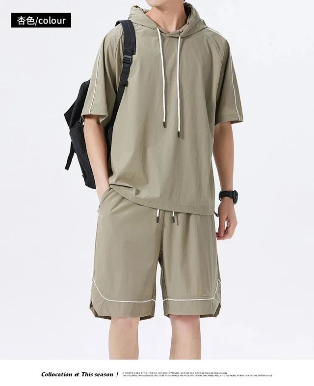 Summer Men's Hoodie & Shorts Set Detail