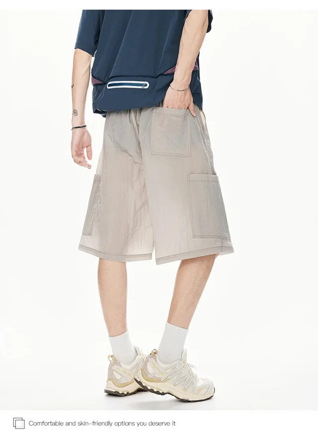 Men's Loose Straight Ice Silk Shorts Detail