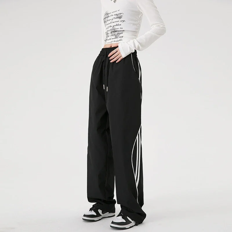 American Stripe Wide-Leg Sport Pants 2025 Summer