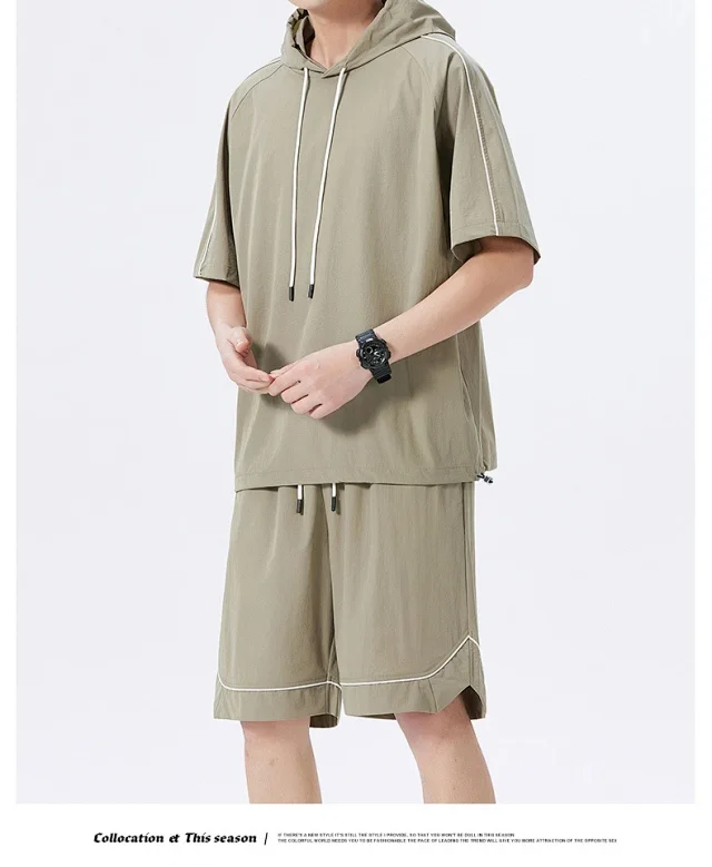 Summer Men's Hoodie & Shorts Set Detail