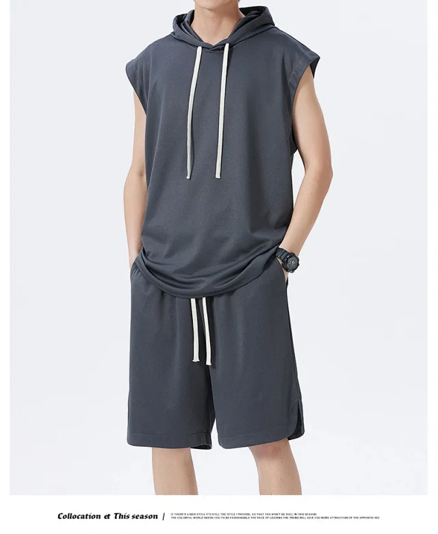 Men's Summer Ice Silk Sportswear Set Detail