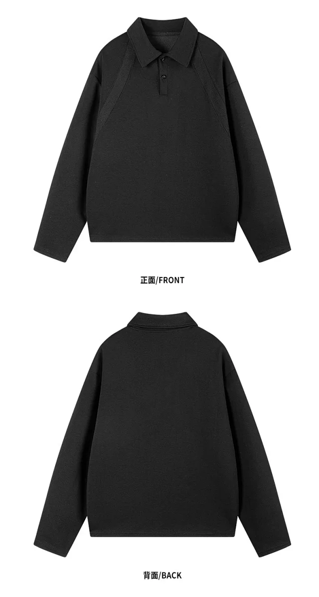 Men's Retro Patchwork Polo Long Sleeve T-shirt Detail