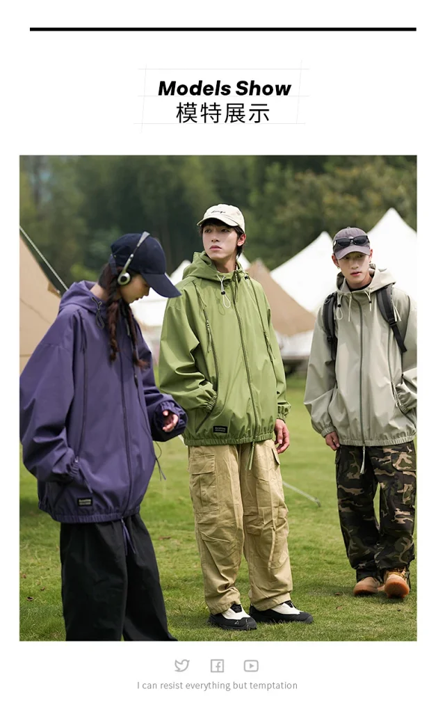 Spring/Autumn New Jackets Unisex Hooded Outerwear Detail