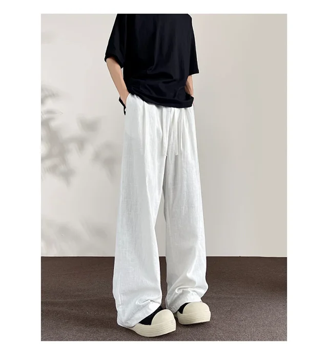 Men's Linen Retro Wide - leg Pants Detail