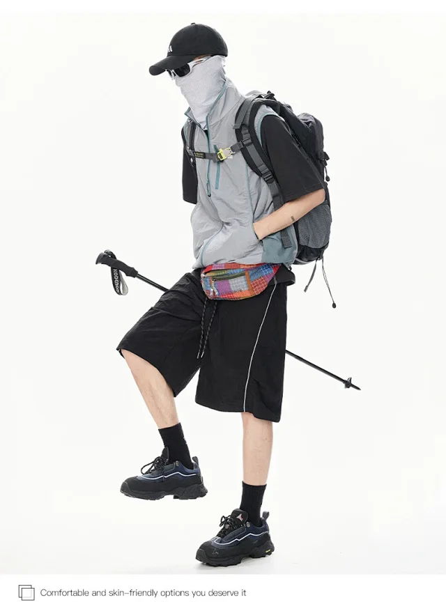 2025 Summer Men's Loose Reflective Shorts Detail
