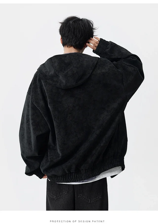 Retro HK Style Men's PU Leather Jacket Detail