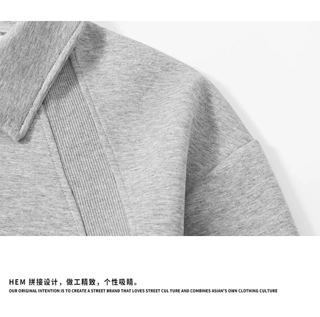 Men's Retro Patchwork Polo Long Sleeve T-shirt Detail