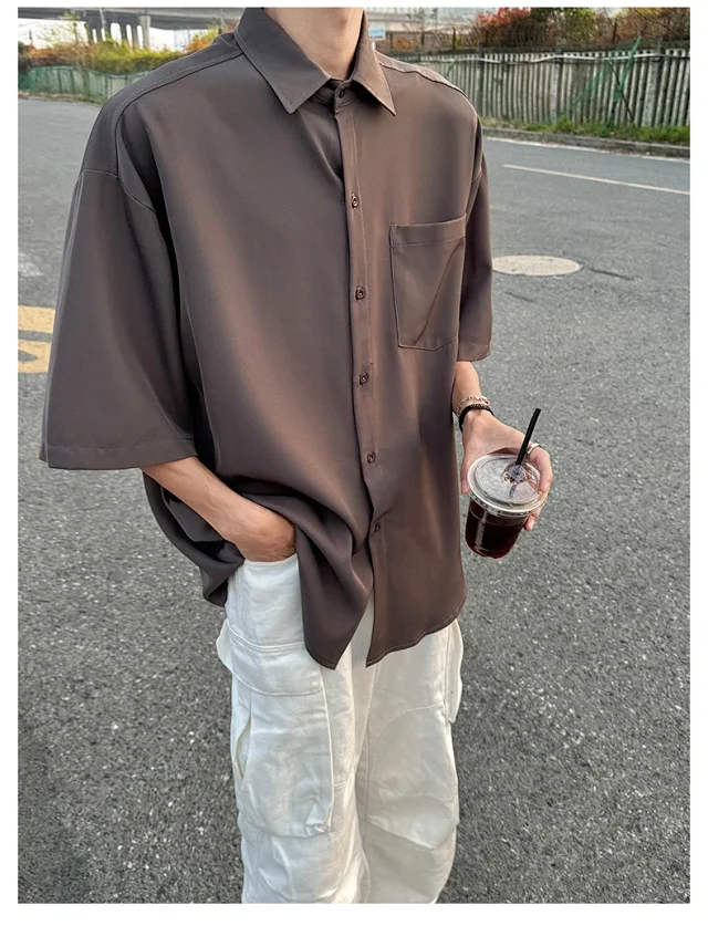 New Solid Ice Silk Shirt Coat Detail