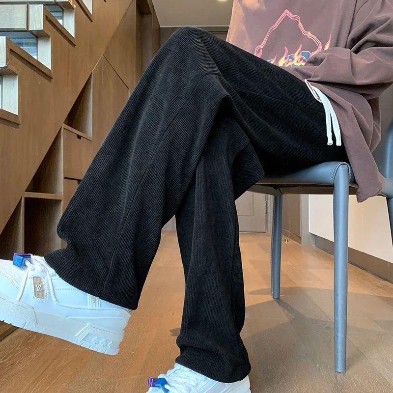 Autumn New Japanese Retro Corduroy Wide Leg Pants for Men