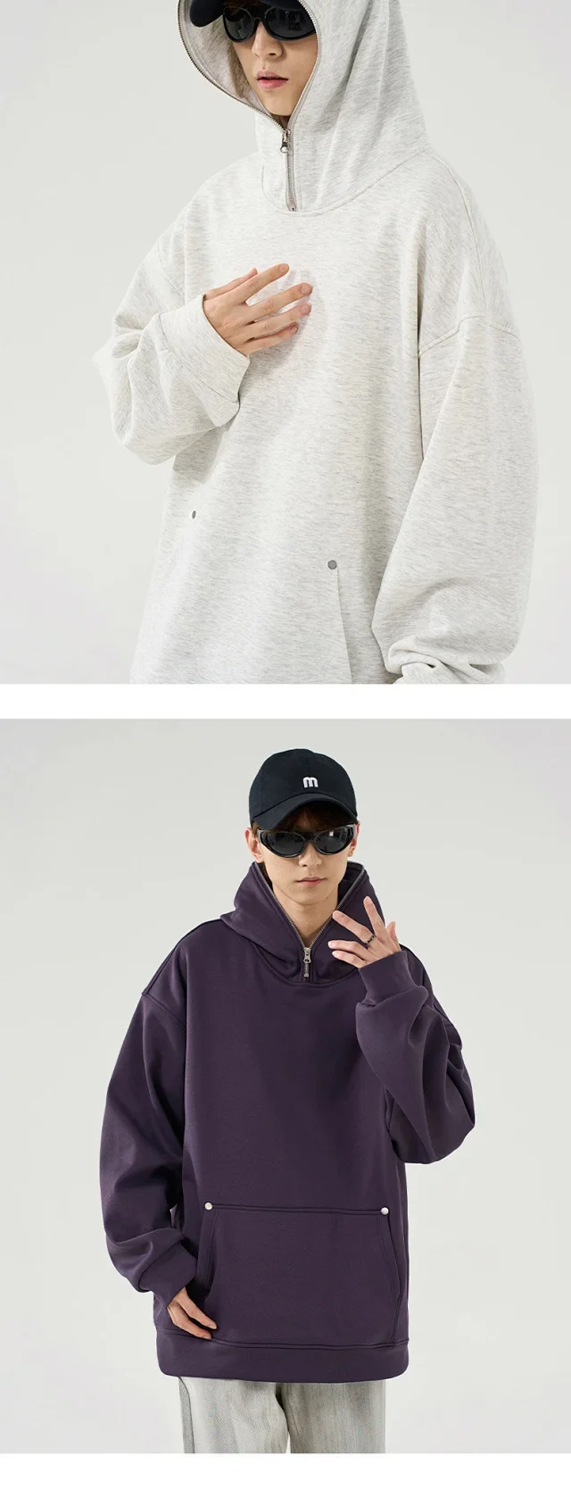 Men's Hoodie with Fleece Detail