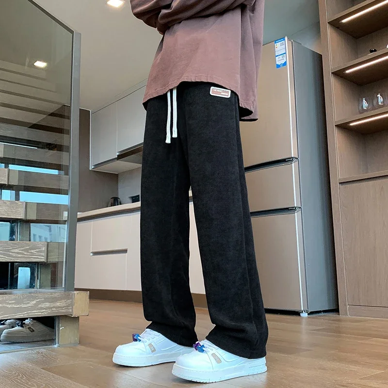 Autumn New Japanese Retro Corduroy Wide Leg Pants for Men