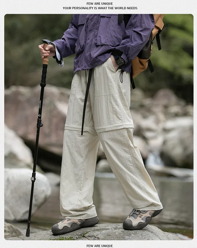 Japanese Loose Workwear Summer Wide Leg Trousers Detail
