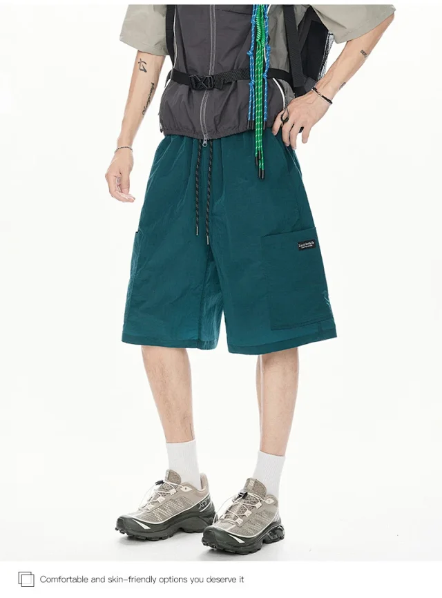 Men's Loose Straight Ice Silk Shorts Detail