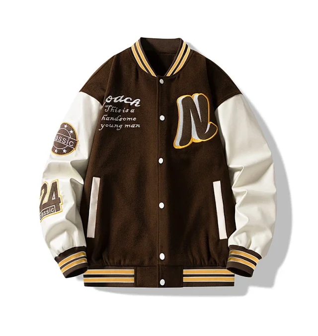 Vintage Letterman Bomber Jacket for Men Detail