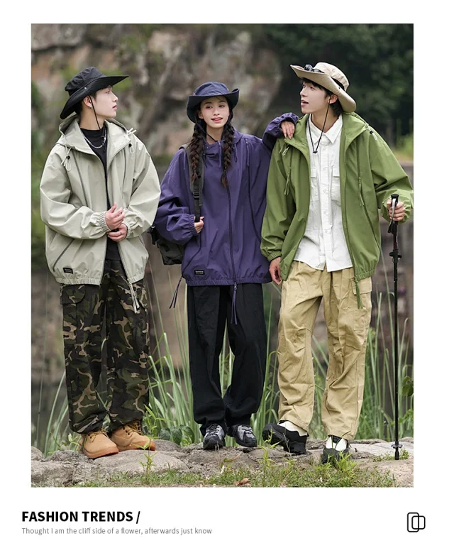 Spring/Autumn New Jackets Unisex Hooded Outerwear Detail