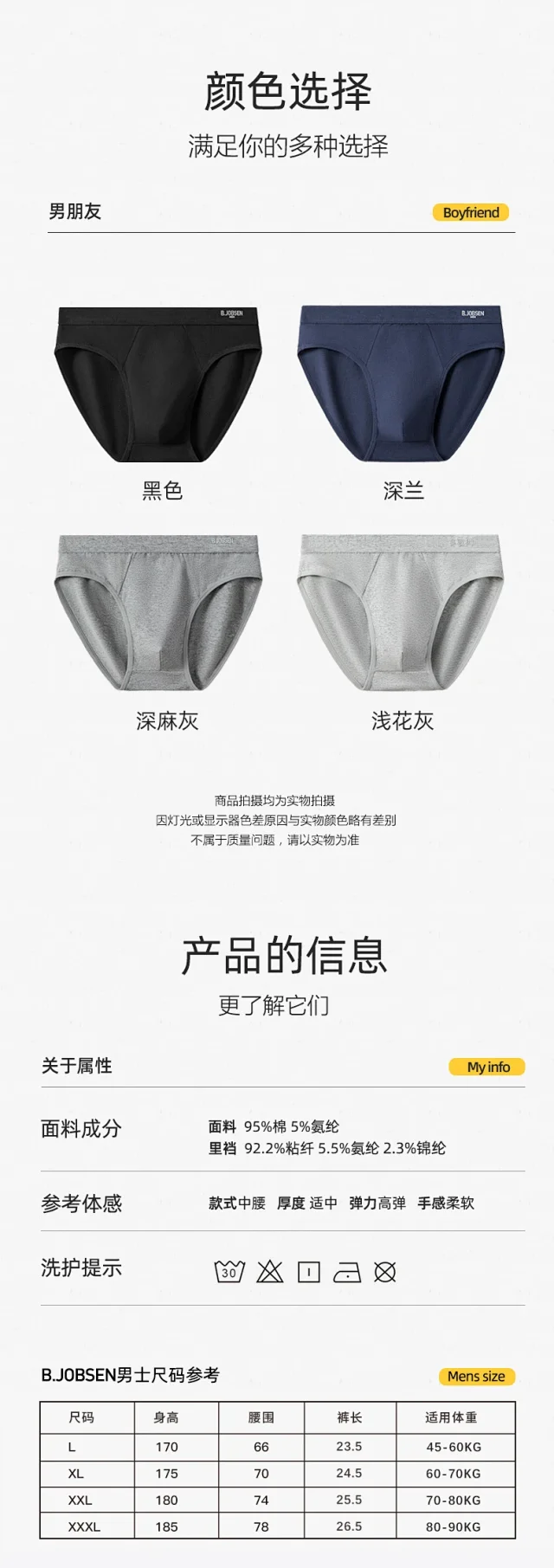 Men's Breathable Cotton Briefs Detail
