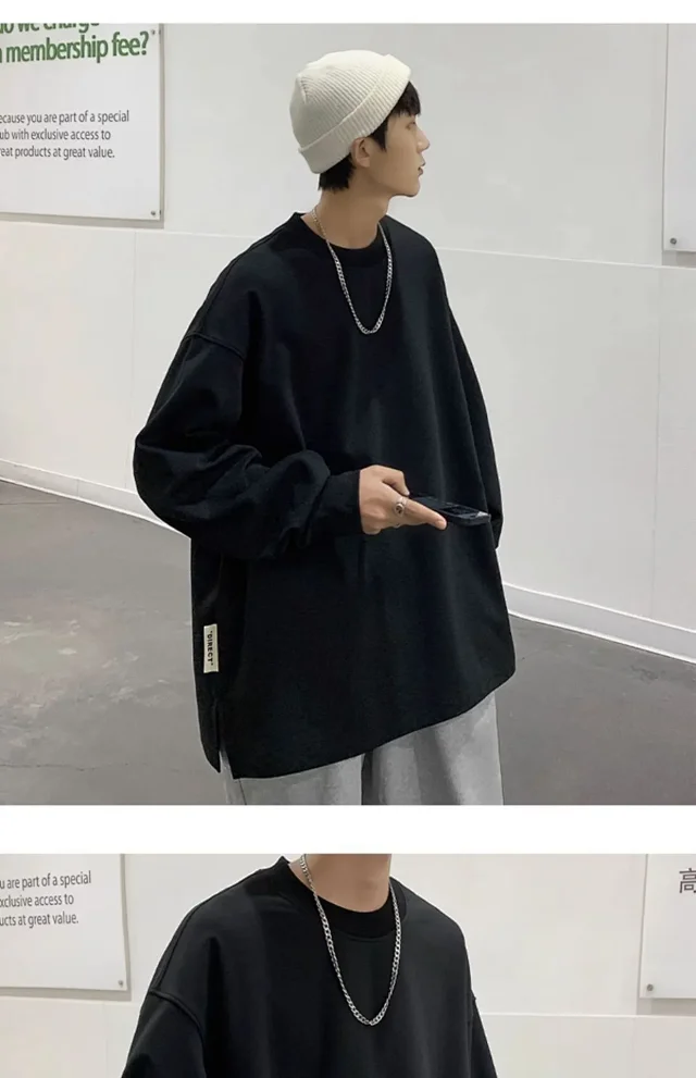 Men's Autumn/Winter Plain Crewneck Sweatshirt Detail