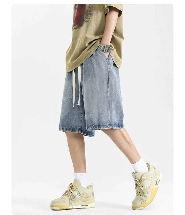 Men's Denim Shorts 2025 High Street Yellow Detail