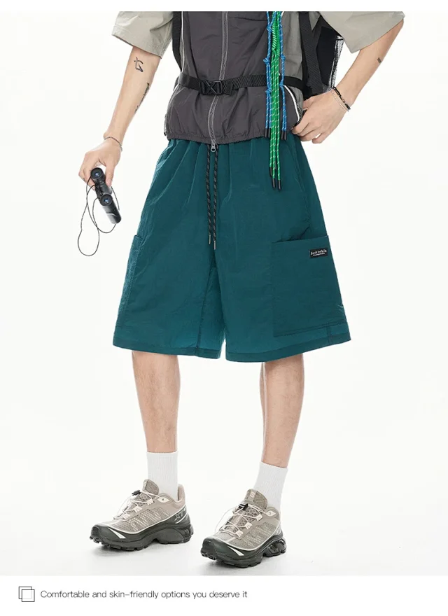 Men's Loose Straight Ice Silk Shorts Detail