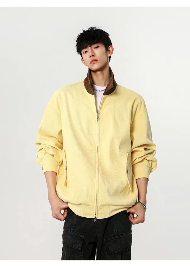 Autumn Retro Bomber Jacket for Couples Detail