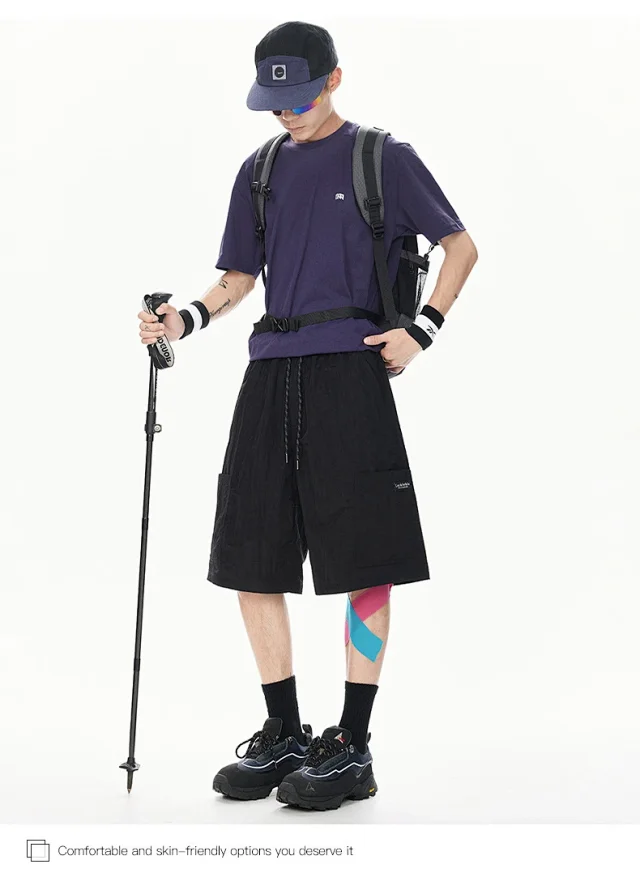 Men's Loose Straight Ice Silk Shorts Detail