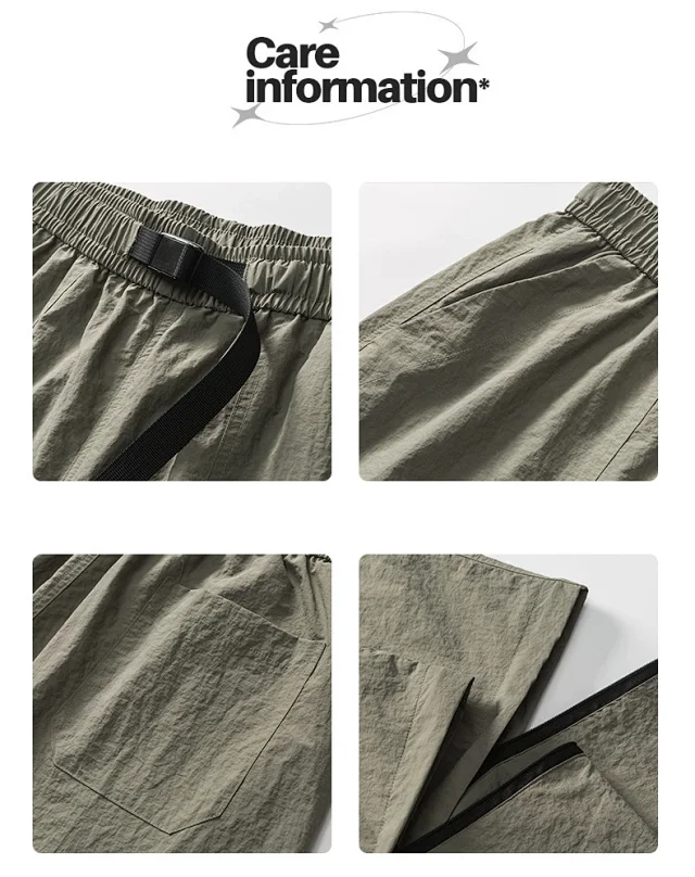 Japanese Loose Workwear Summer Wide Leg Trousers Detail