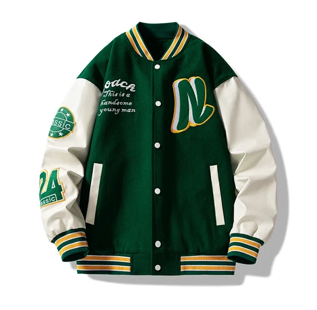 Vintage Letterman Bomber Jacket for Men Detail