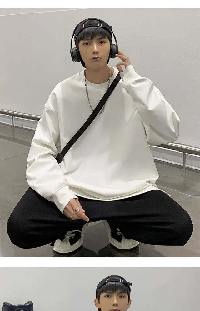 Men's Autumn/Winter Plain Crewneck Sweatshirt Detail