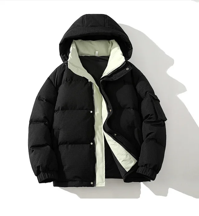 Men's Winter Down Jacket (90% White Duck Down) Couple's Bread Coat Detail