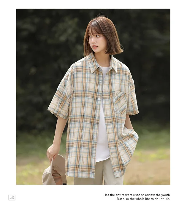 Vintage Plaid Short-sleeve Shirt Detail