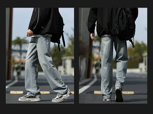 NASA Men's Spring/Fall Washed Straight Jeans (Unisex) Detail