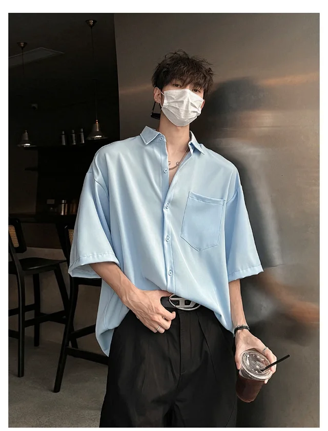 New Solid Ice Silk Shirt Coat Detail